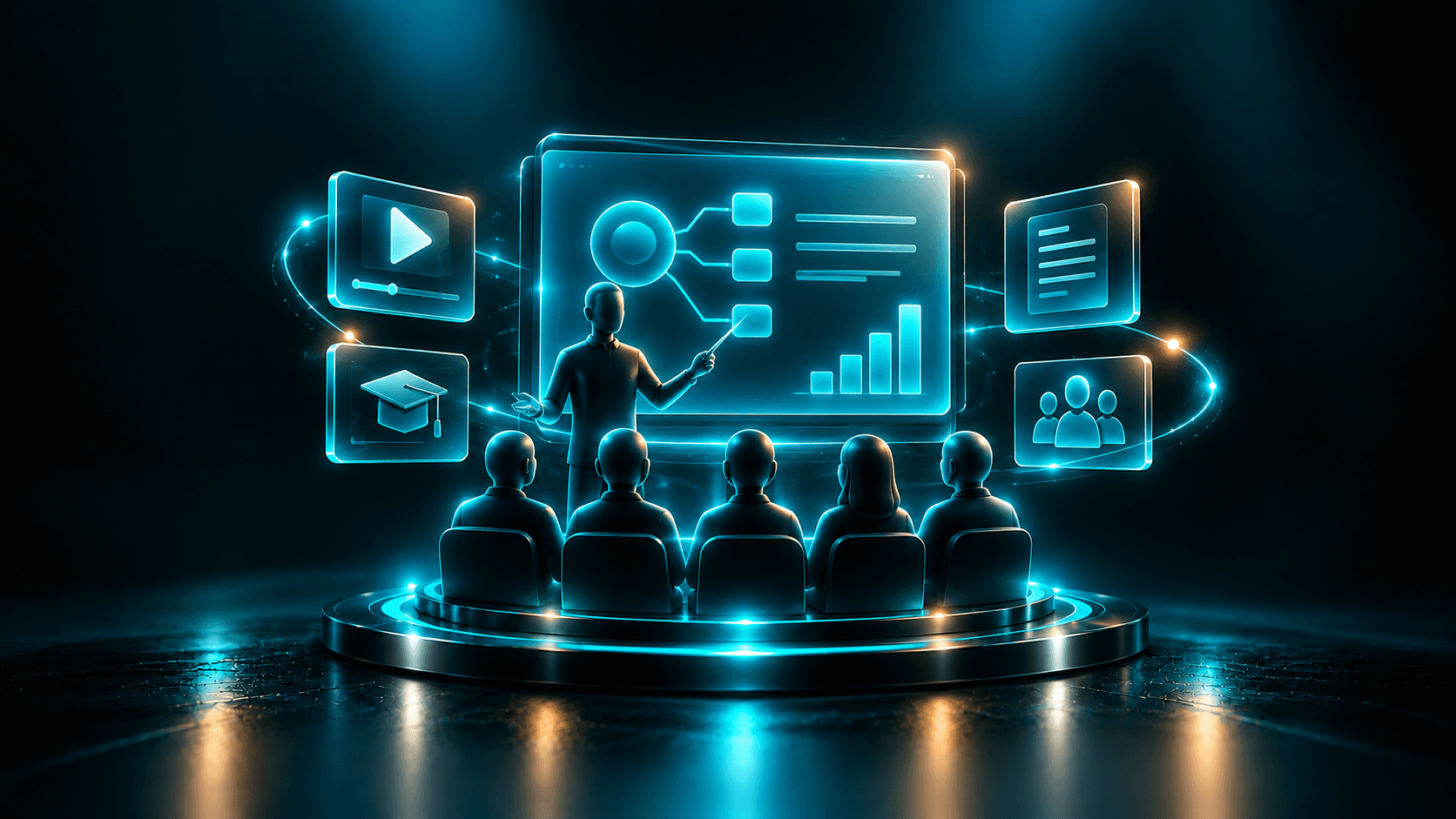 3D illustration representing coaches building training materials with AI