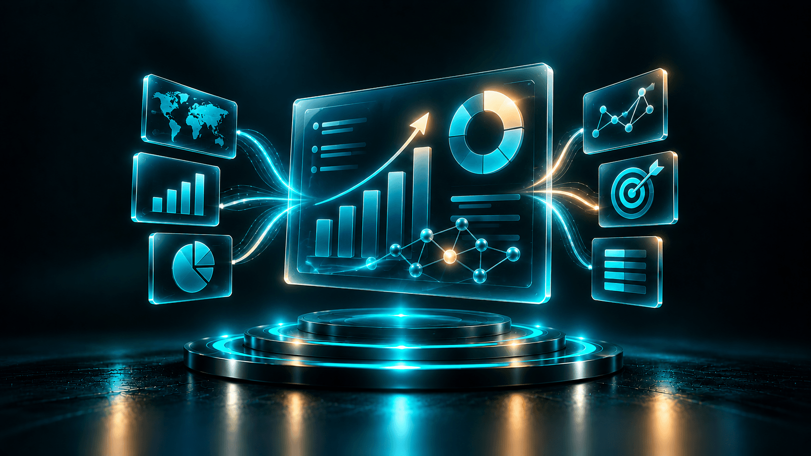 3D illustration representing consultants conducting strategic analysis with AI