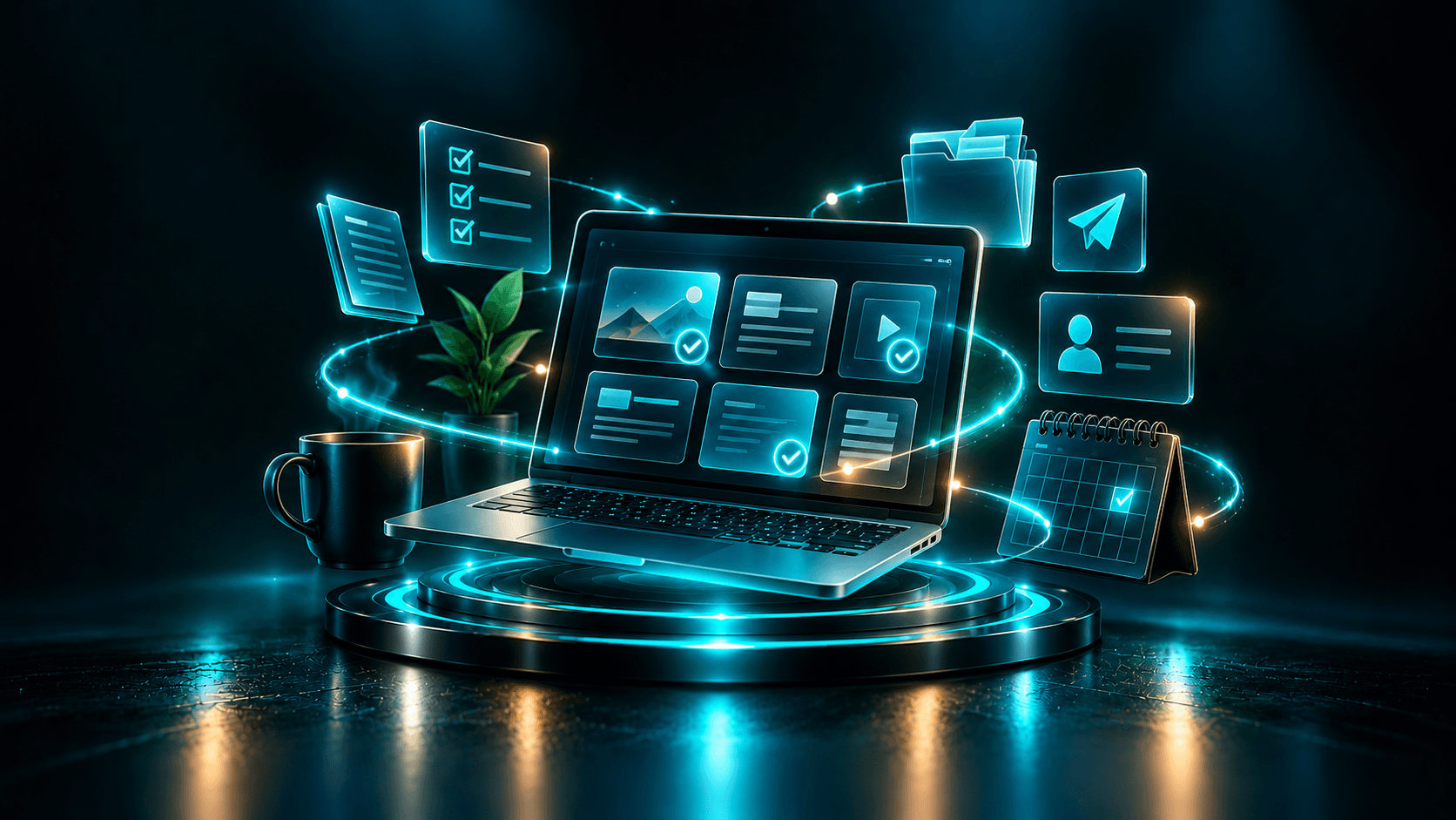 3D illustration representing freelancers delivering client projects with AI